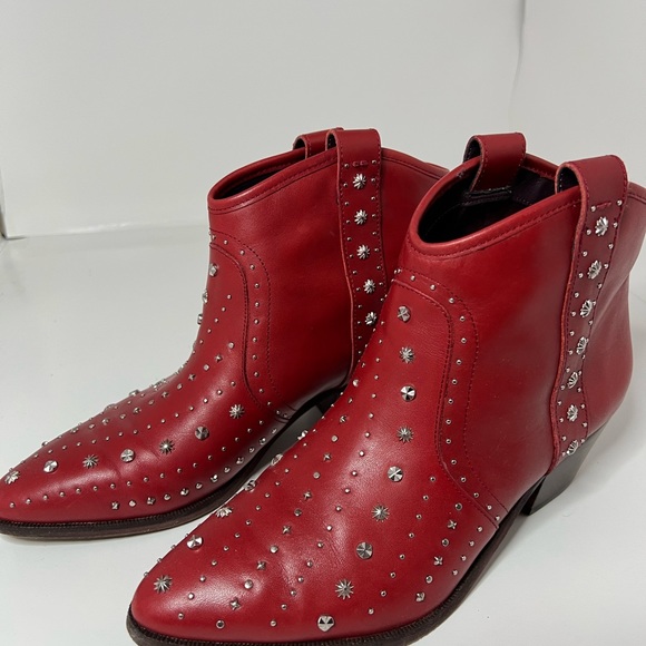 Sam Edelman studded red booties - Picture 2 of 6